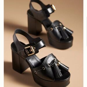 SEE BY CHLOE Leather Tassel Platform Heels
